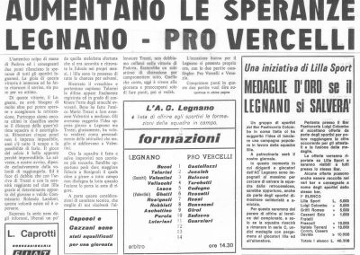 Campionato Serie C girone A 1974/75 - II giornata di ritorno - 9 febbraio 1975