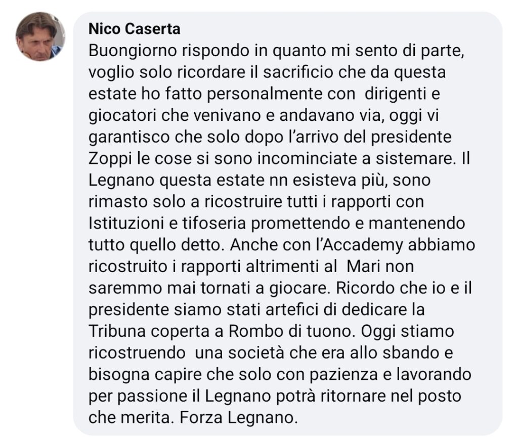 Risposta Nicola Caserta 